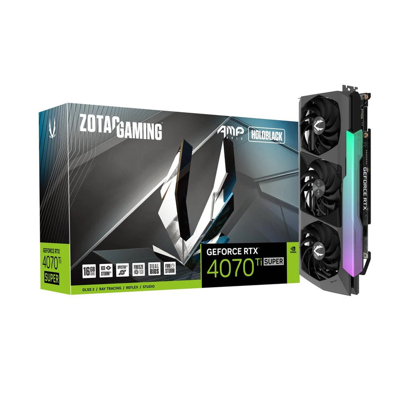 Zotac Gaming GeForce RTX 4070 Ti SUPER AMP HOLO 16GB GDDR6X Graphics Card ZT-D40730F-10P - Black - كرت الشاشة